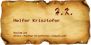 Helfer Krisztofer névjegykártya